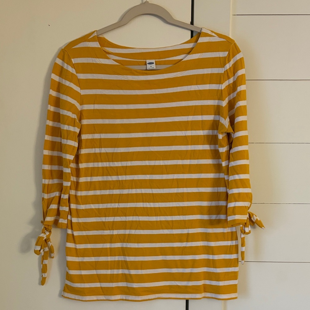 Old Navy Mustard and White Striped Long Sleeve Tee